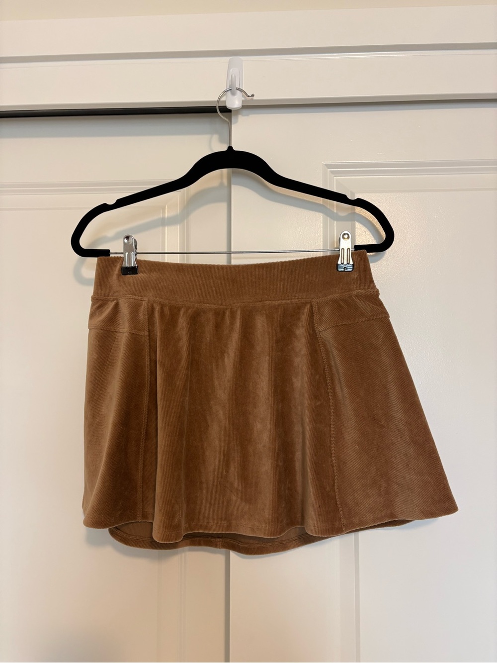 aerie Corduroy Skater Mini Skirt in Chestnut Brown